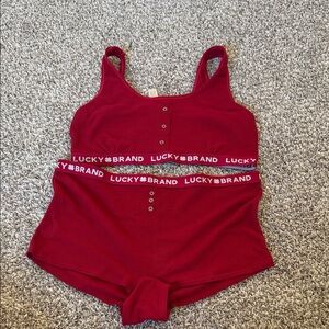 Lucky Brand Burgundy Tank and Shorts Set